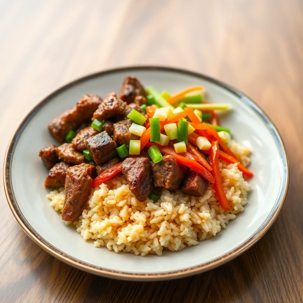 Zesty Korean Beef Bowl with Kimchi Fried Rice