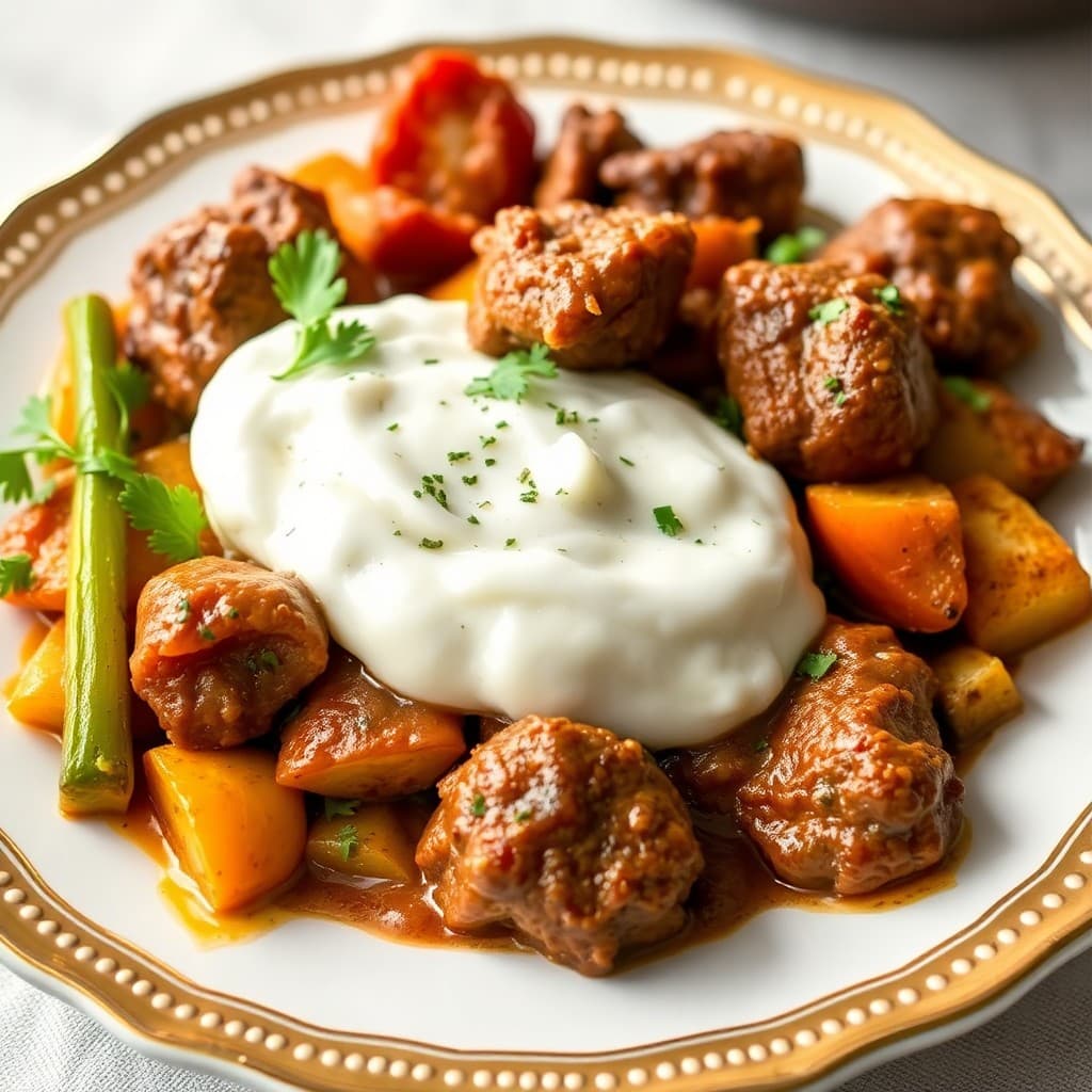 Spicy Moroccan Lamb Stew with Roasted Vegetables