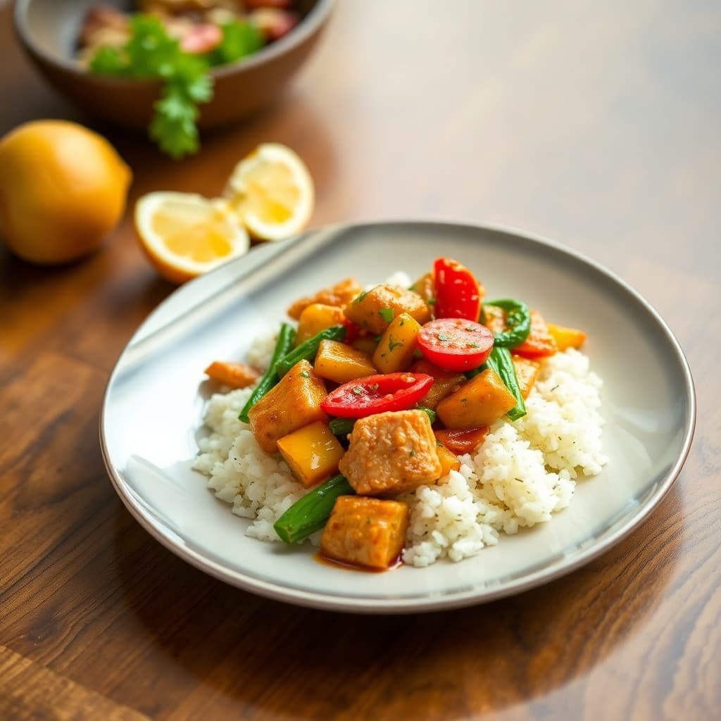 Ginger-Sesame Chicken Stir-Fry with Cauliflower Rice