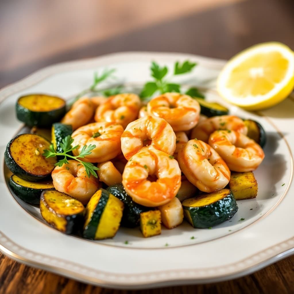 Zesty Lemon-Garlic Shrimp with Roasted Zucchini