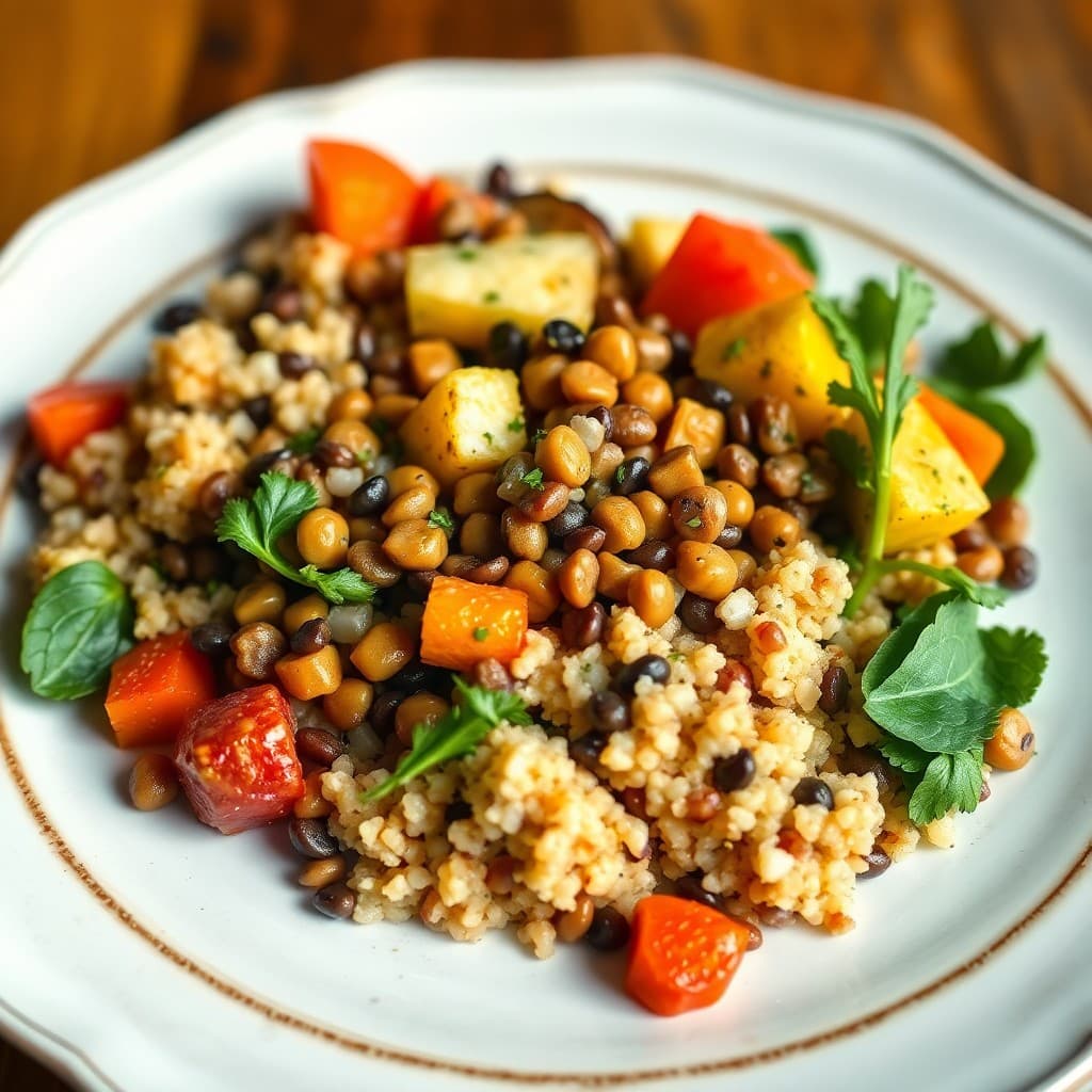 Roasted Vegetable and Lentil Quinoa Bowl