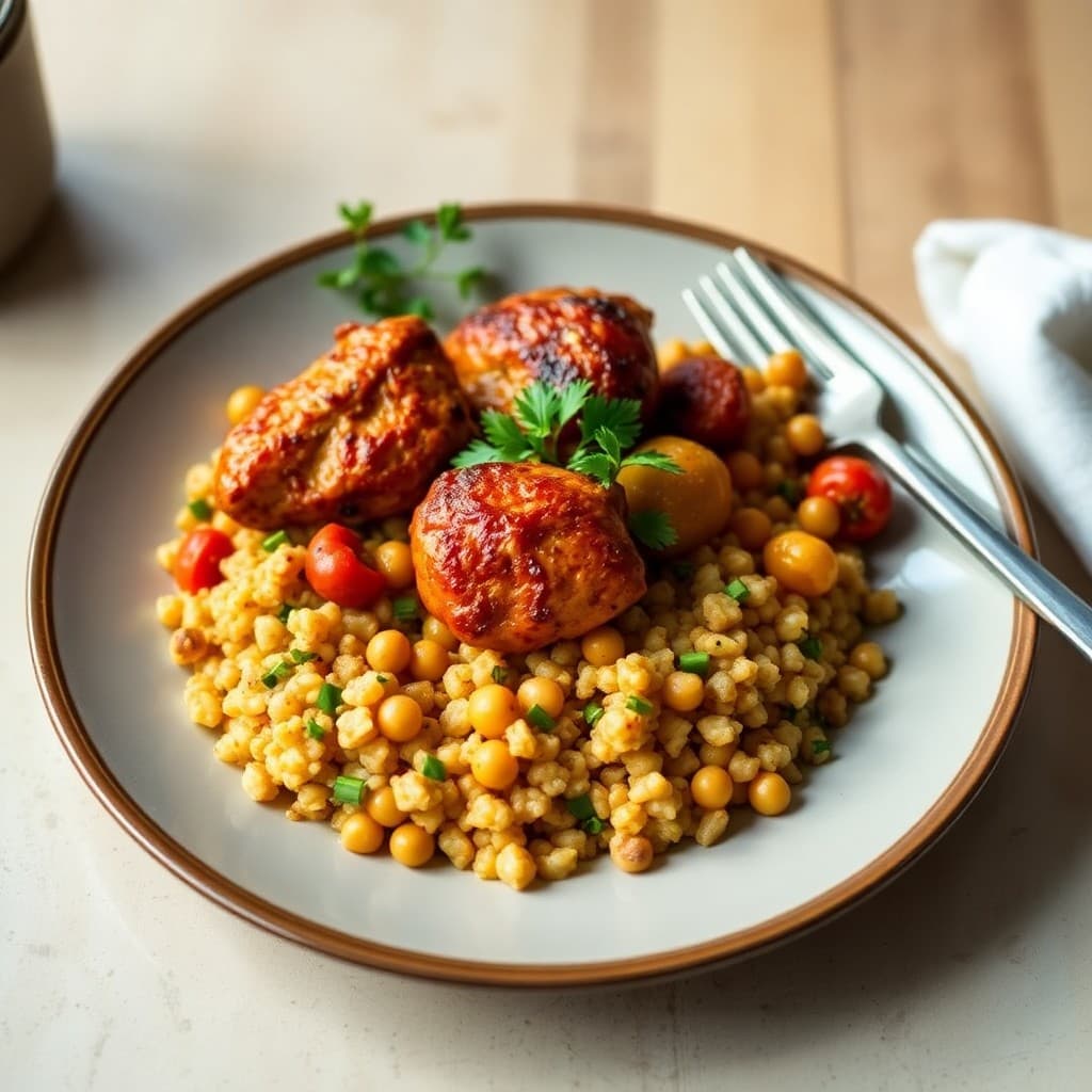 Moroccan Spiced Chicken Tagine with Chickpea Couscous
