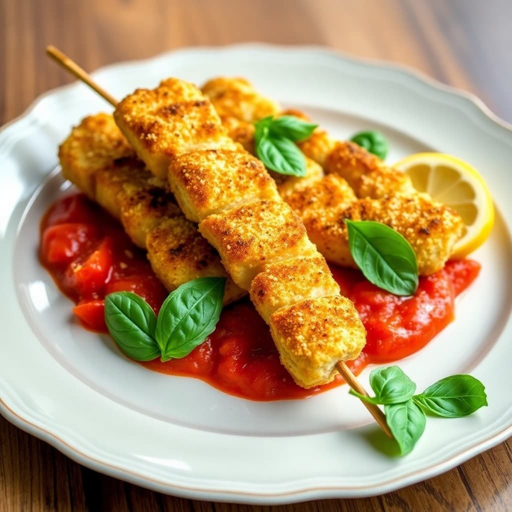 Zesty Lemon Chicken Parmesan Skewers