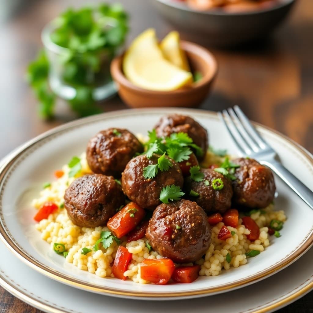 Moroccan-Style Beef Meatball Bowls