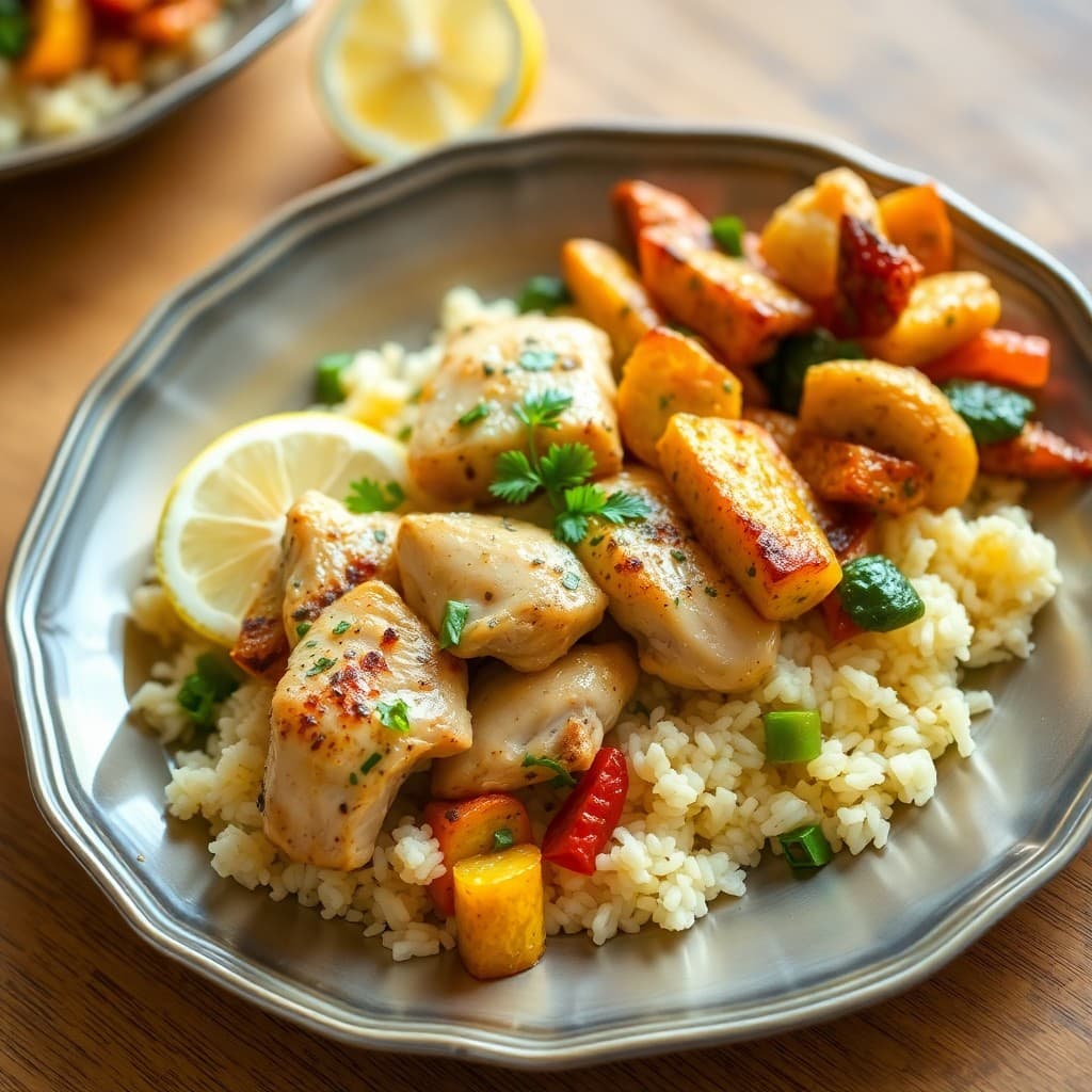 Zesty Lemon Garlic Chicken Bowls
