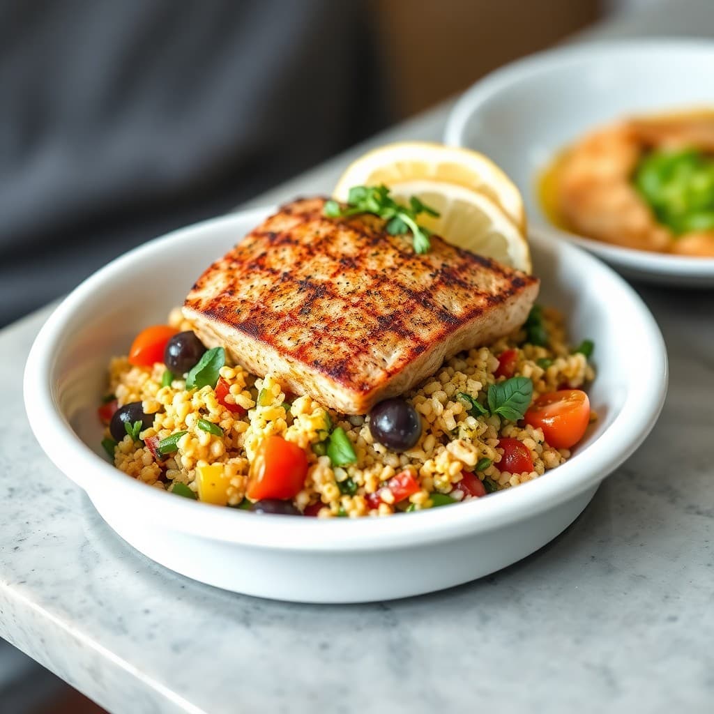 Seared Tuna with Mediterranean Quinoa