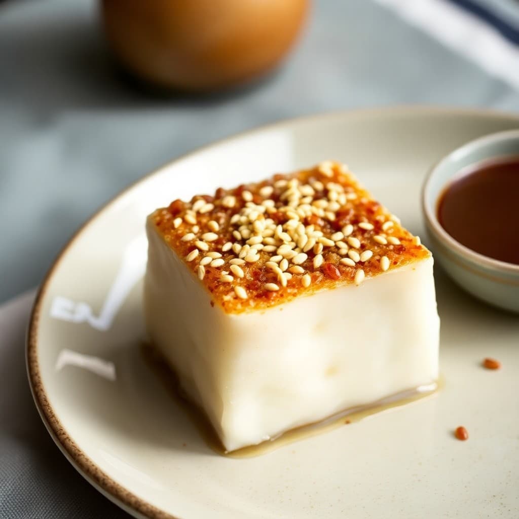 Korean Honey Butter Mochi Cake with Sesame Crunch