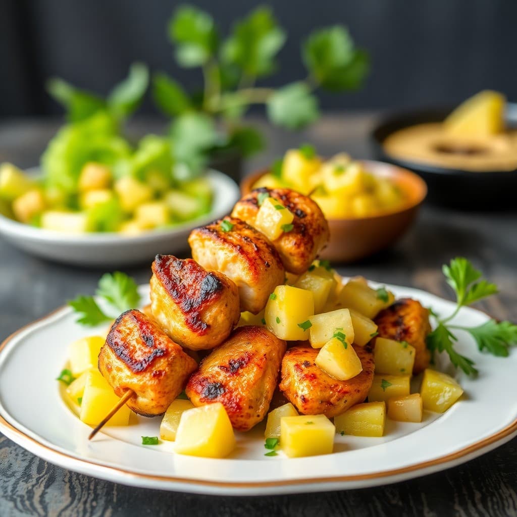 Thai Coconut Chicken Skewers with Pineapple Salsa