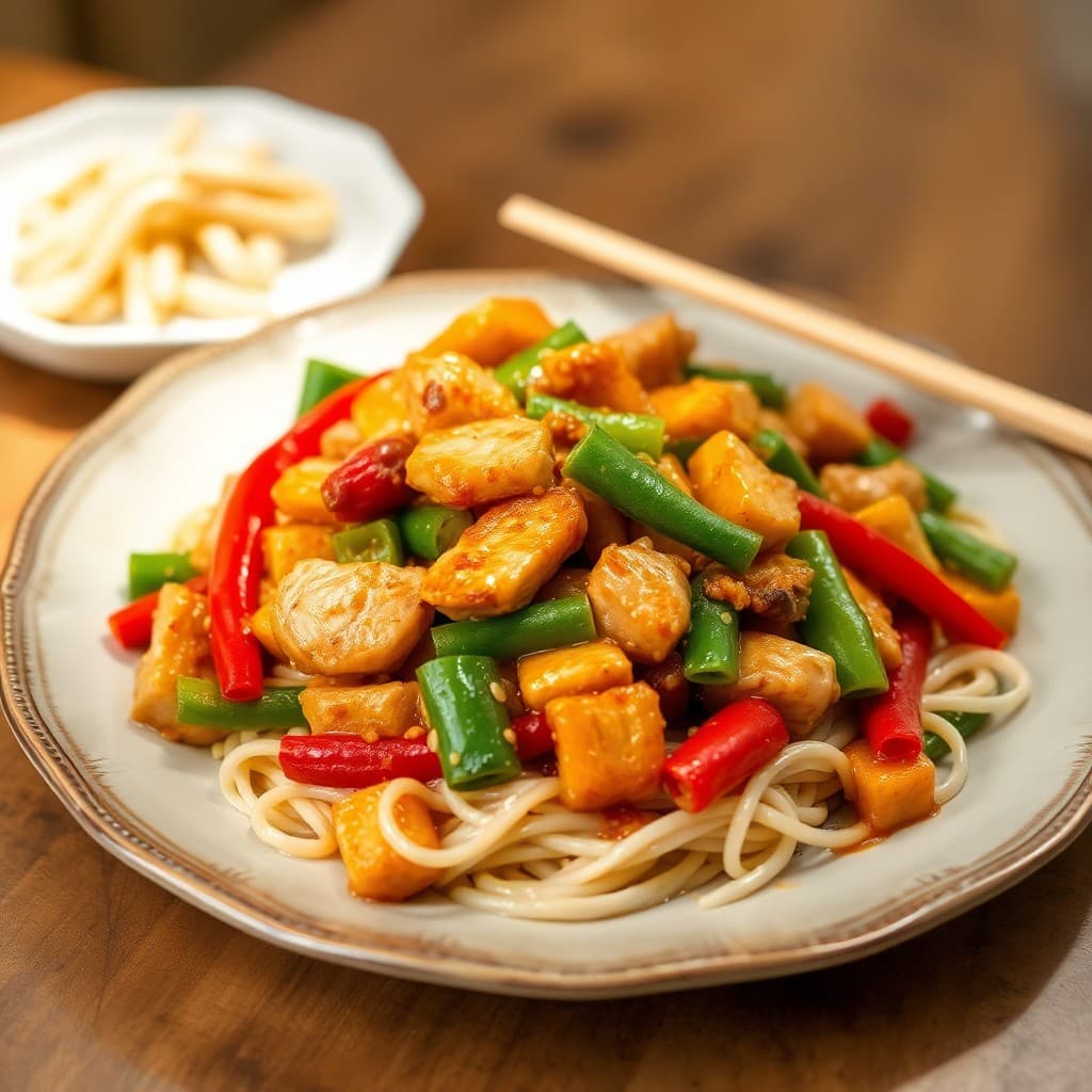Sesame Ginger Chicken Stir-Fry with Udon Noodles