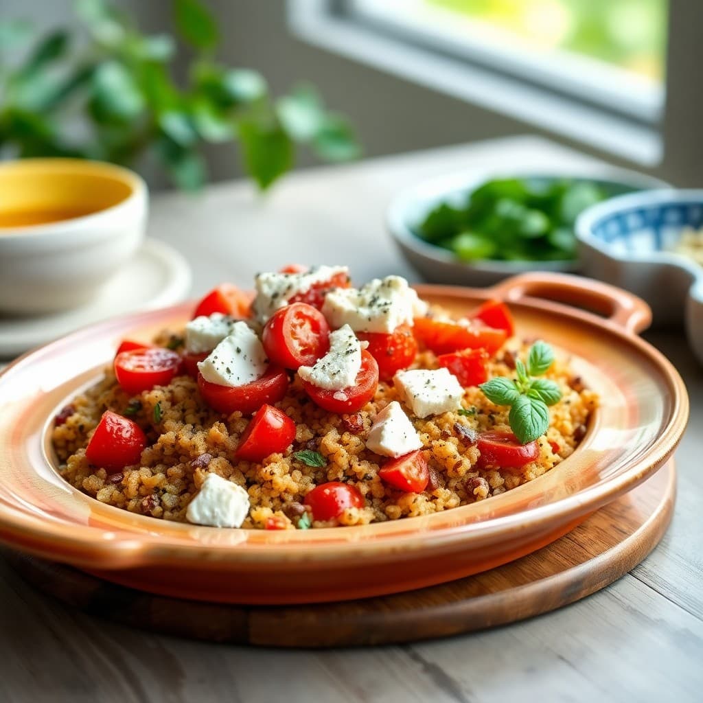 Oven-Roasted Tomato and Feta Breakfast Quinoa