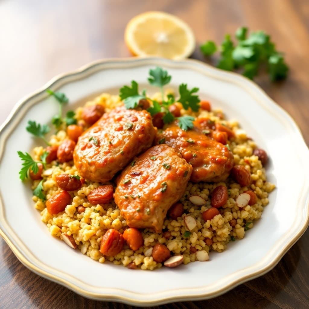 Zesty Moroccan-Spiced Chicken Tagine with Apricot Couscous