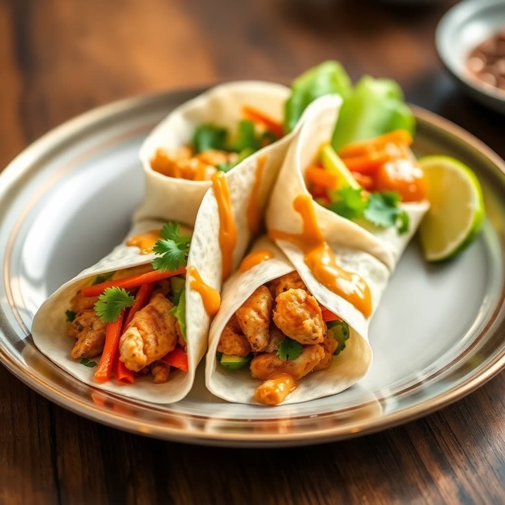 Spicy Thai Coconut Chicken Wraps