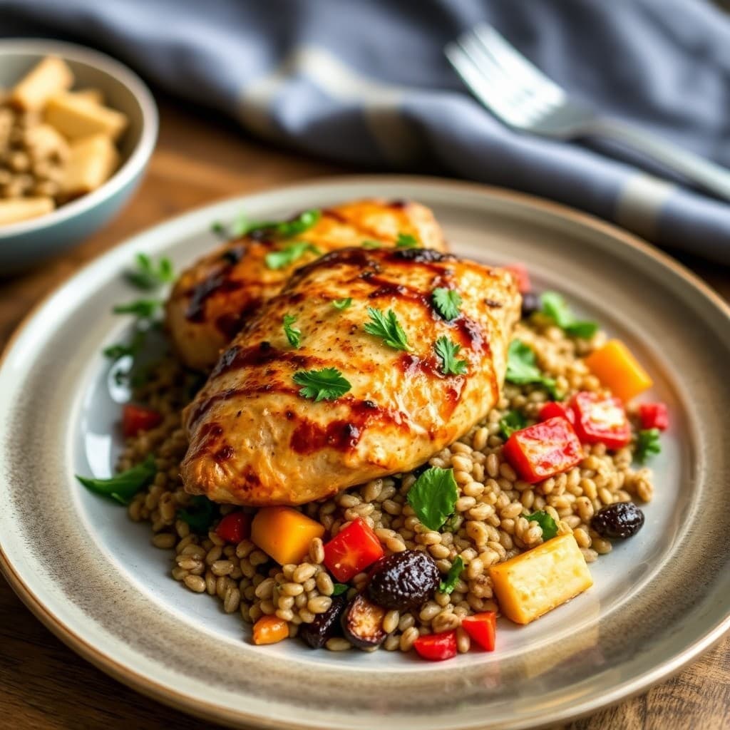 Italian Balsamic Roasted Chicken with Farro Salad
