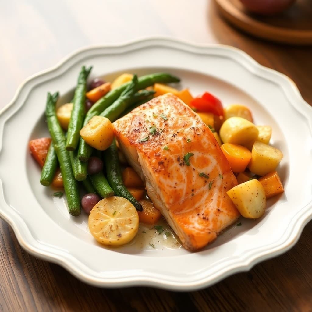Roasted Salmon and Seasonal Veggies