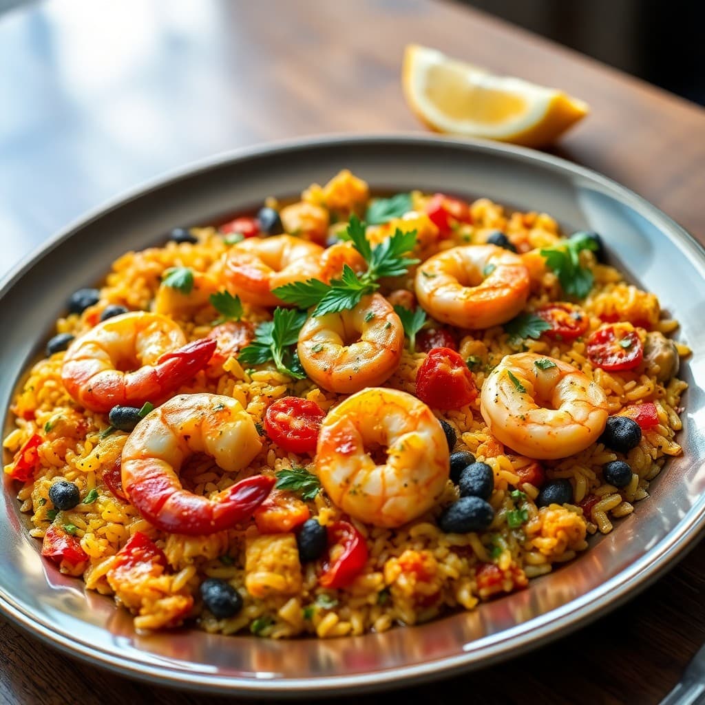 Spanish Paella with Shrimp and Chicken