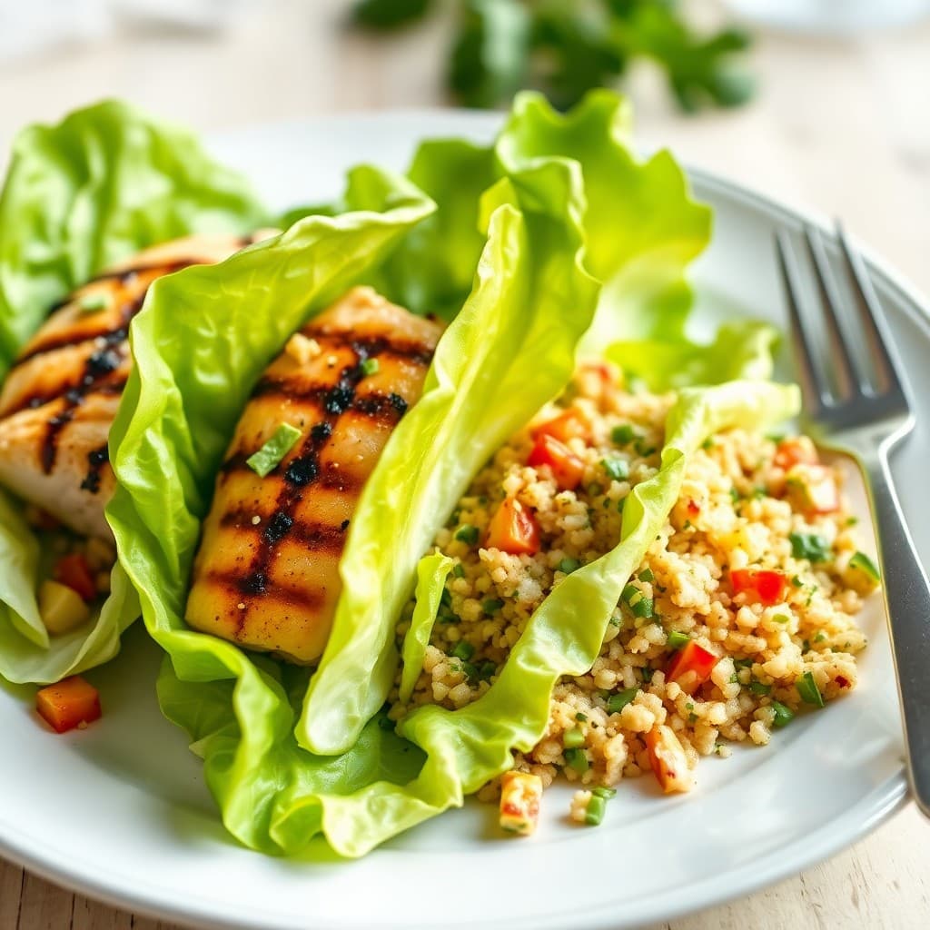 Zesty Grilled Chicken Lettuce Wraps with Quinoa Tabbouleh