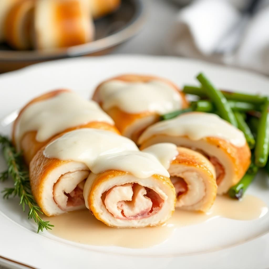French Chicken Cordon Bleu Rolls
