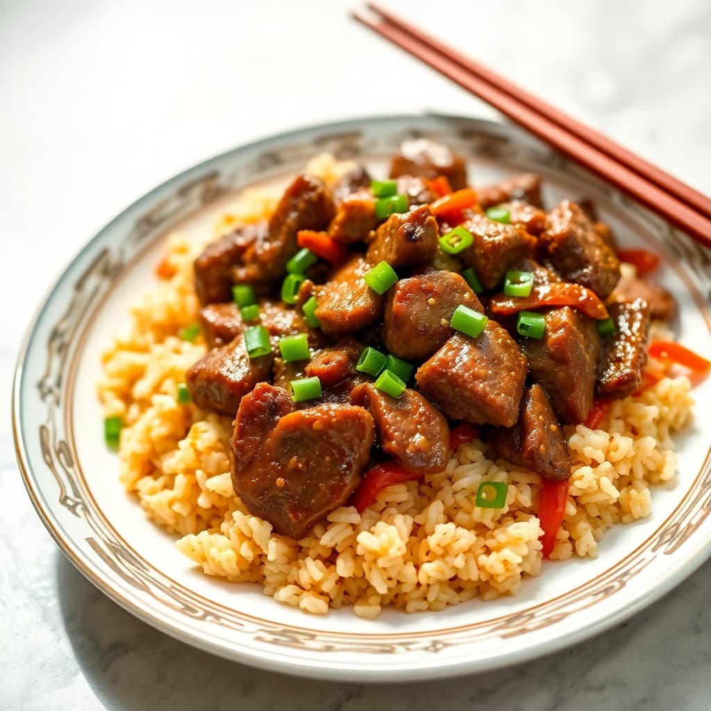 Korean Bulgogi Beef Bowl with Kimchi Fried Rice