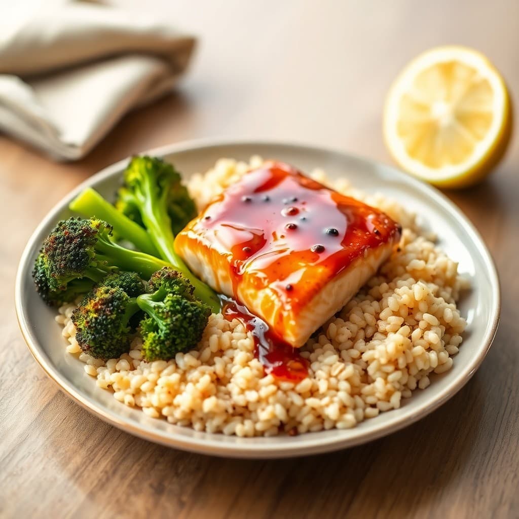 Honey Soy-Glazed Salmon with Roasted Broccoli & Quinoa