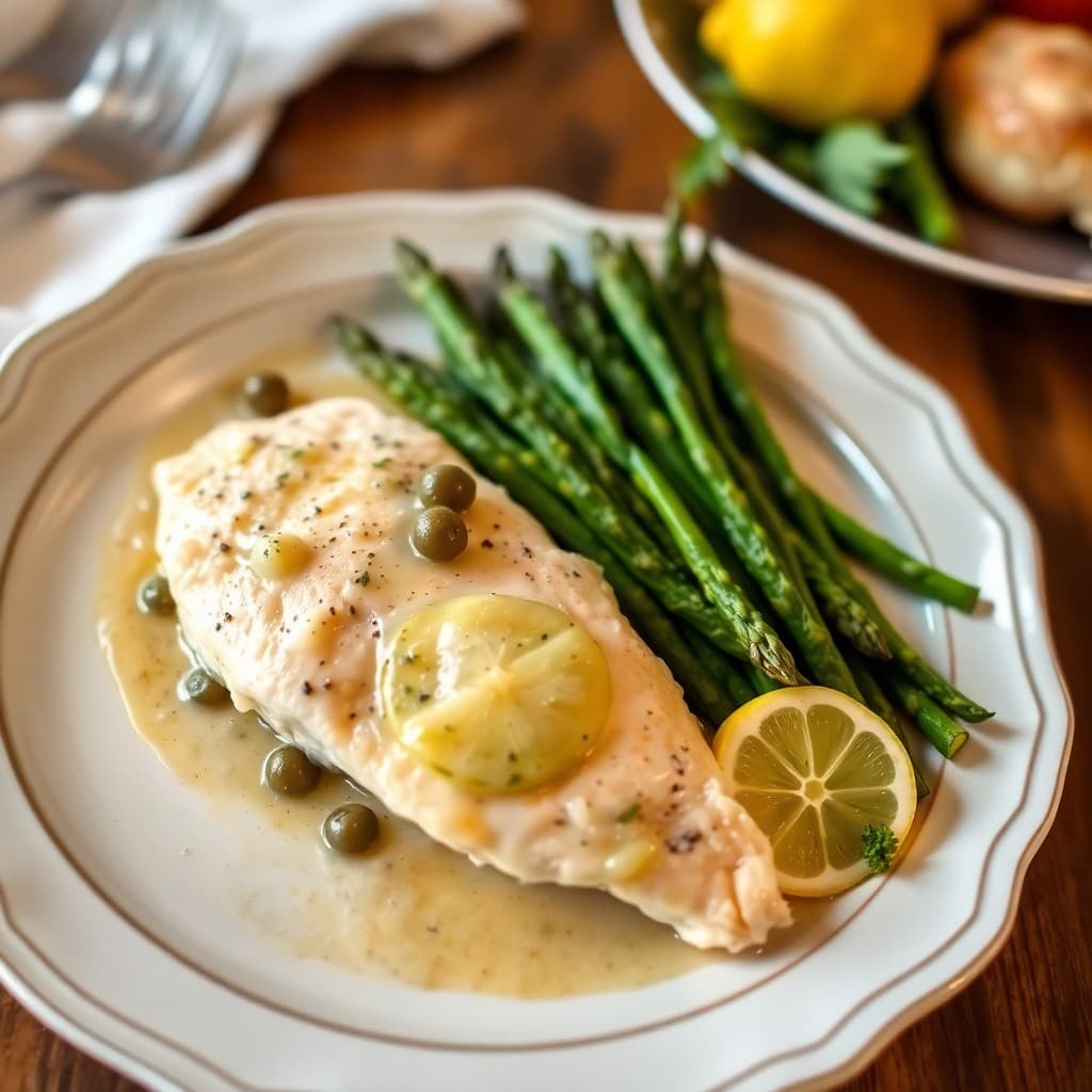Zesty Lemon Chicken Piccata with Roasted Asparagus