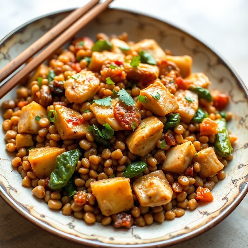 Protein-Packed Lentil and Chicken Stir-Fry