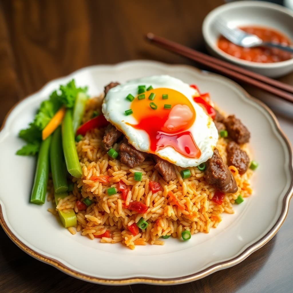 Korean Kimchi Fried Rice with Bulgogi Beef