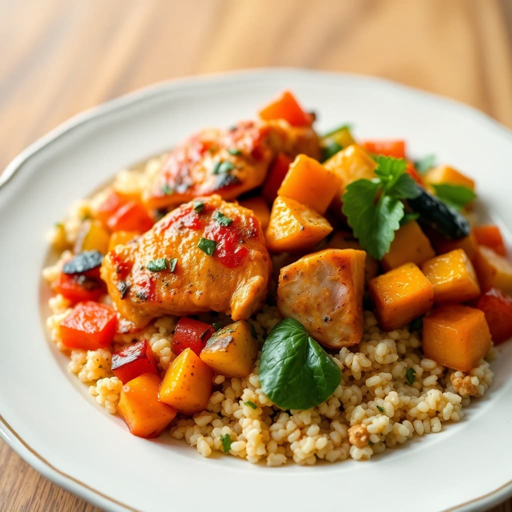 Spanish Chicken and Roasted Vegetable Bowls
