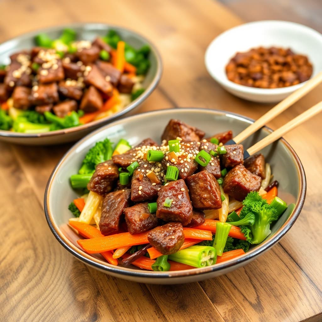 Korean Bulgogi Beef Bowls with Sesame Ginger Veggies