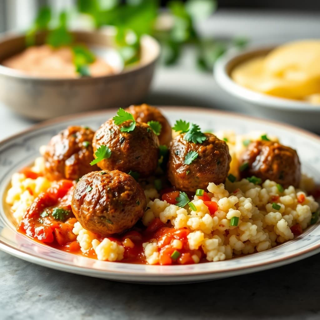 Zesty Moroccan-Spiced Meatballs with Cauliflower Couscous