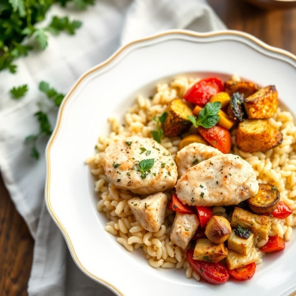 Garlic Herb Chicken Orzo Bowls