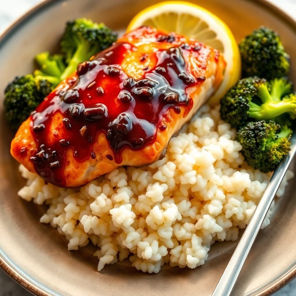 Teriyaki Salmon Bowls with Roasted Broccoli