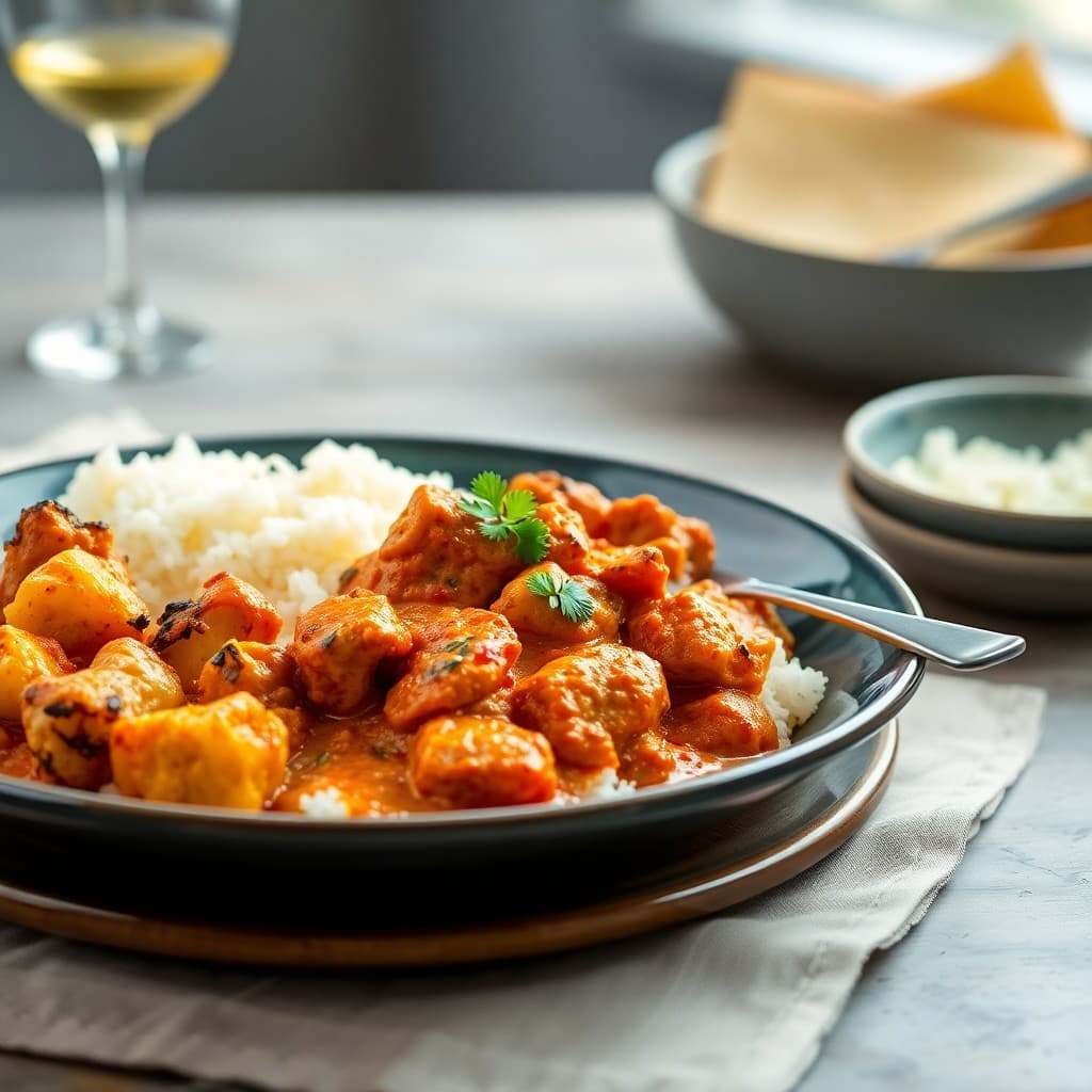 Indian-Spiced Butter Chicken with Fragrant Basmati & Roasted Cauliflower
