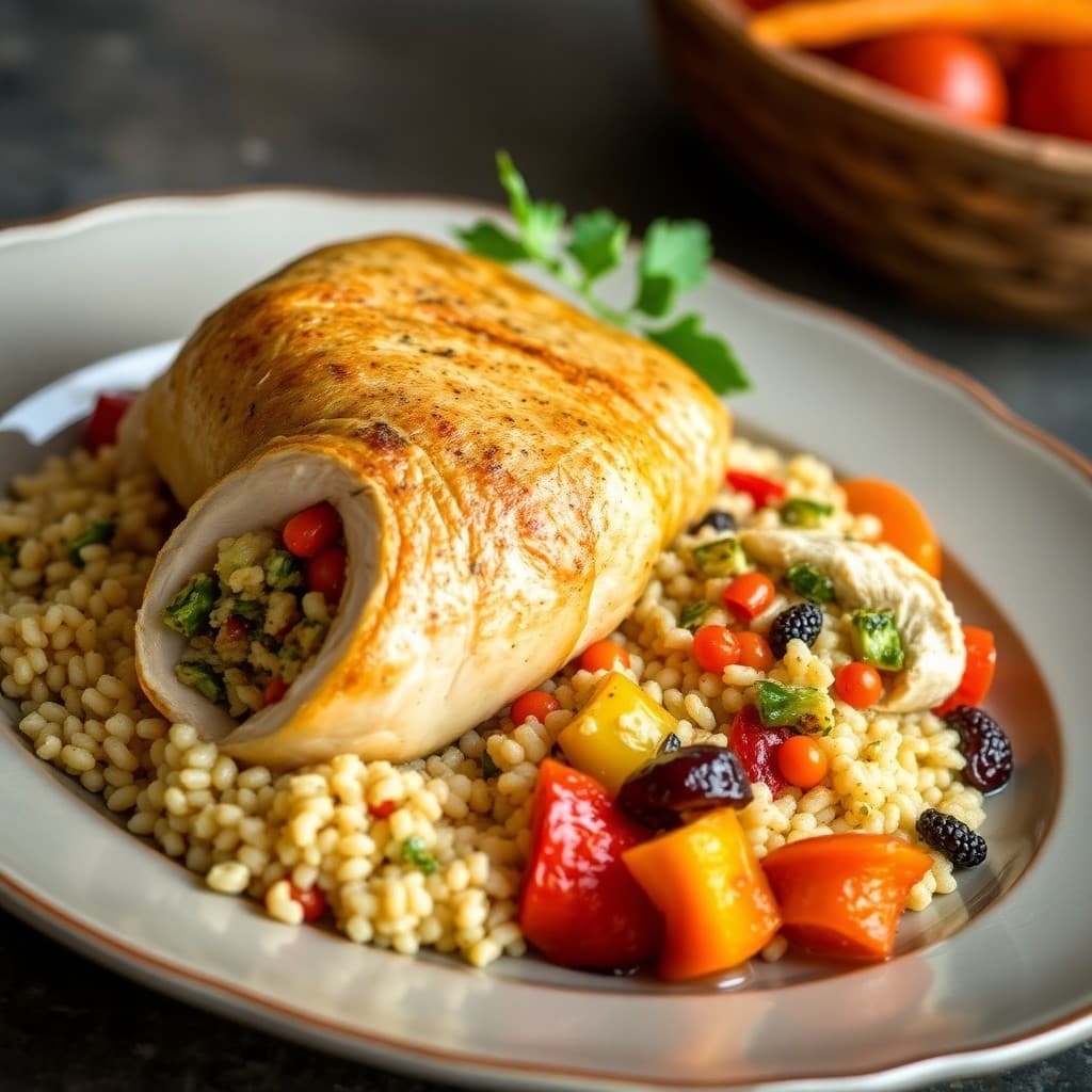 Provençal Chicken Roulade with Roasted Vegetable Couscous