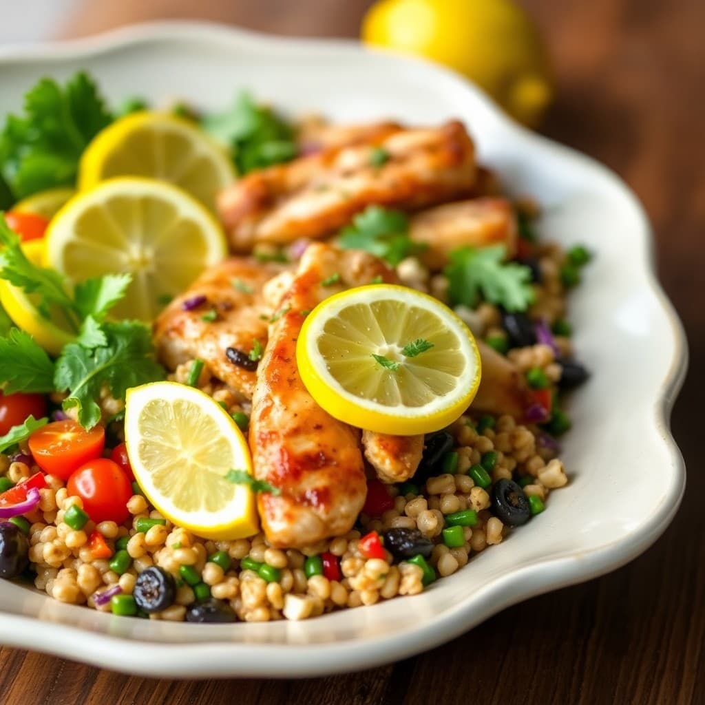 Zesty Lemon Chicken Souvlaki Bowls