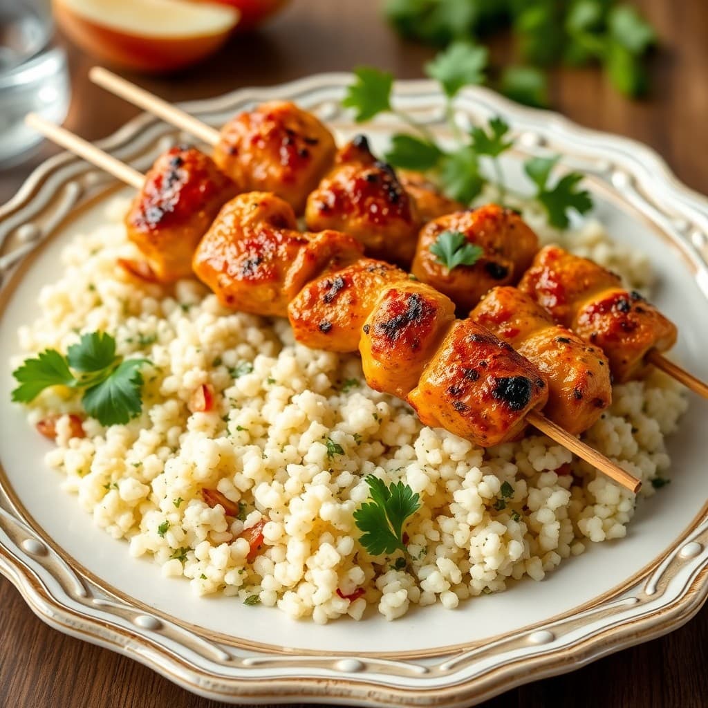 Mediterranean Chicken Skewers with Herbed Couscous