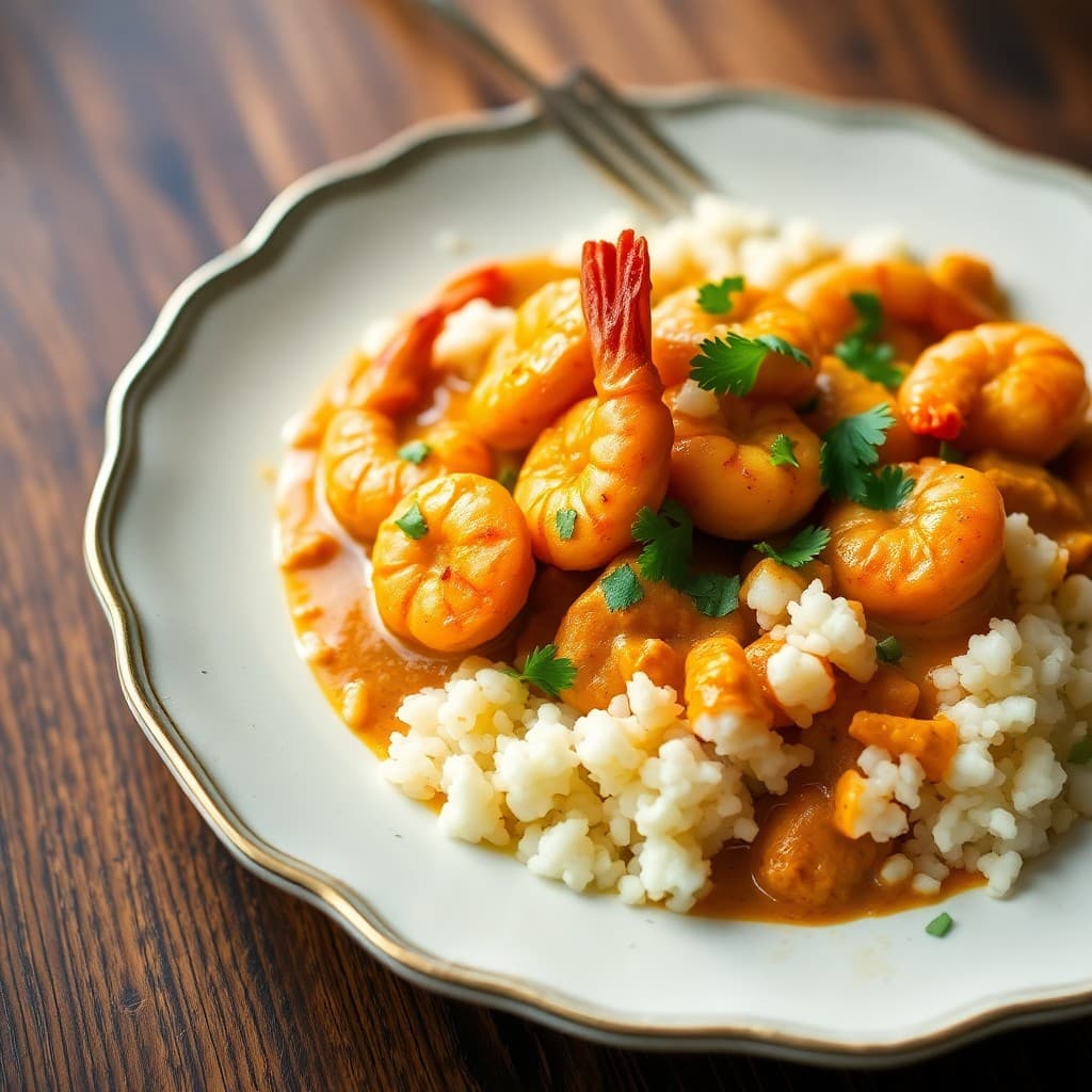 Thai Coconut Curry Shrimp with Cauliflower Rice
