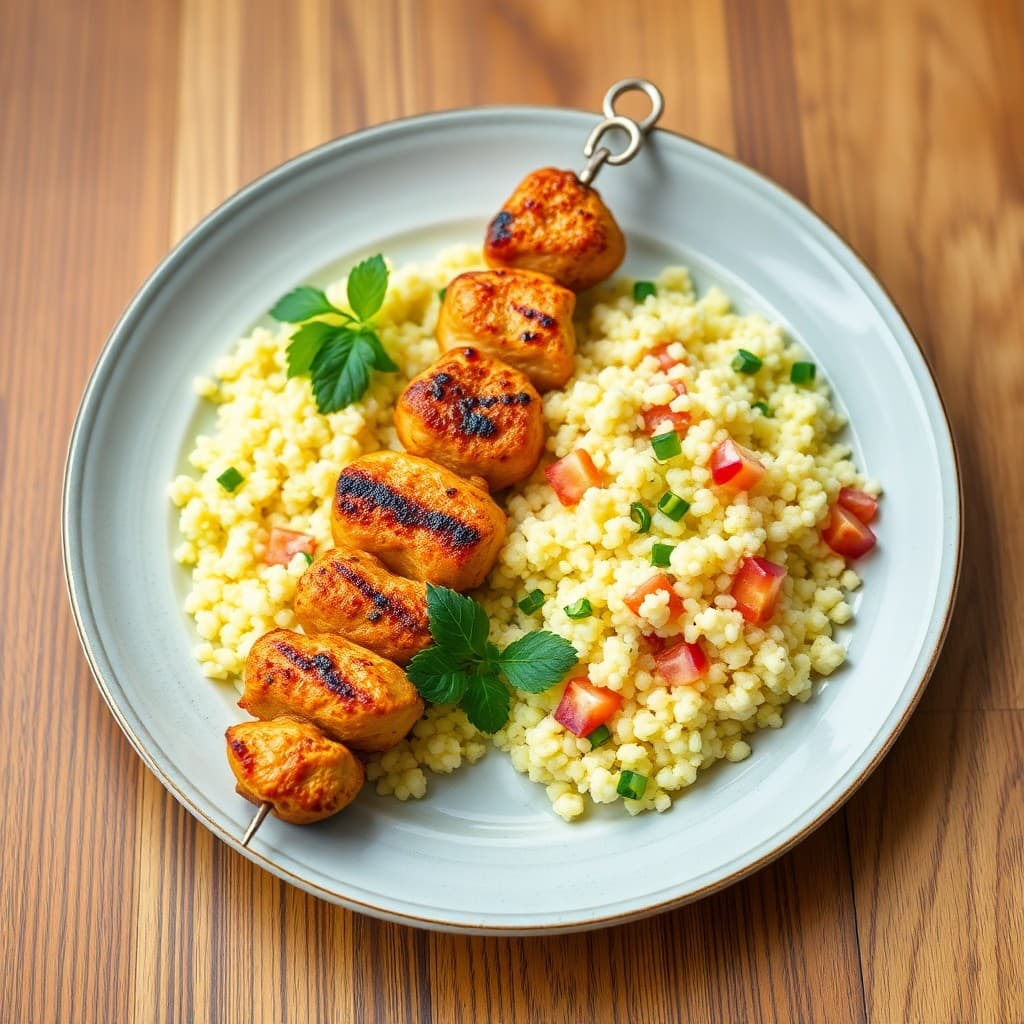 Moroccan Chicken Skewers with Lemony Couscous