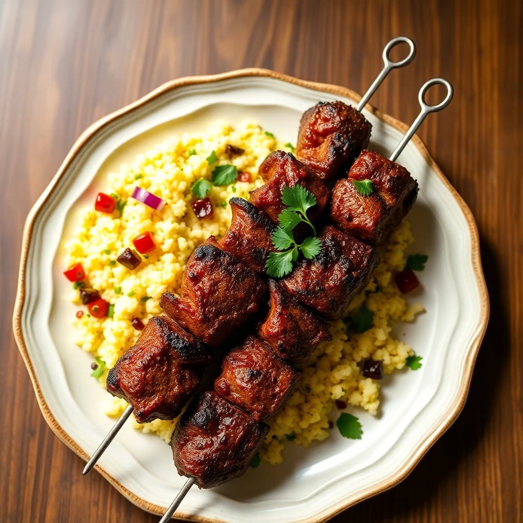 Sizzling Brazilian Steak Skewers with Zesty Cauliflower Rice