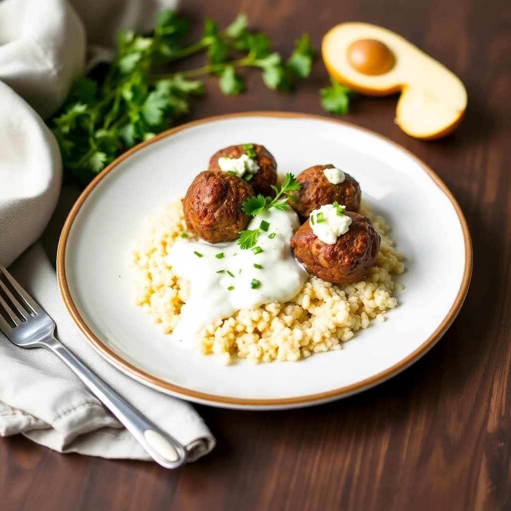 Moroccan Spiced Lamb Meatballs with Creamy Feta Sauce