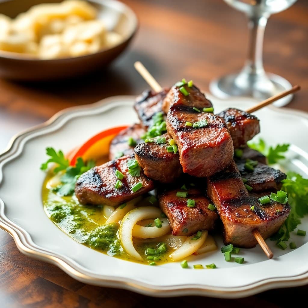 Brazilian Grilled Picanha Skewers with Chimichurri