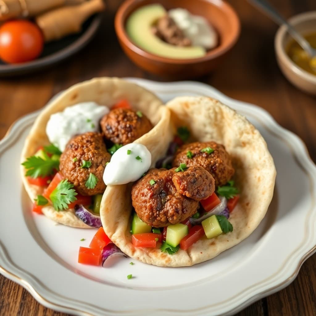 Moroccan-Spiced Lamb Meatball Pitas