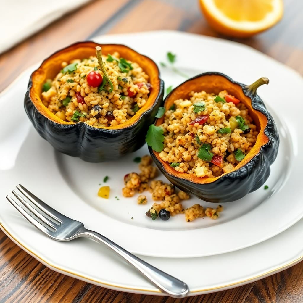 Mediterranean Quinoa Stuffed Acorn Squash