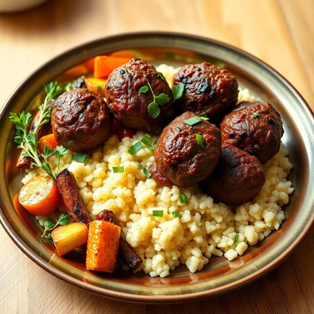 Moroccan-Style Beef Meatballs with Couscous