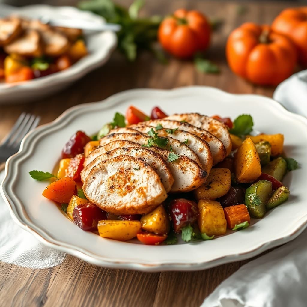 Roasted Autumn Veggie Bowl with Grilled Chicken