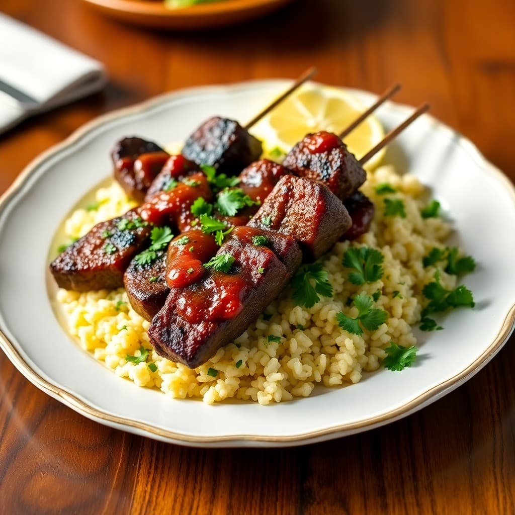 Brazilian Picanha Skewers with Chimichurri Rice