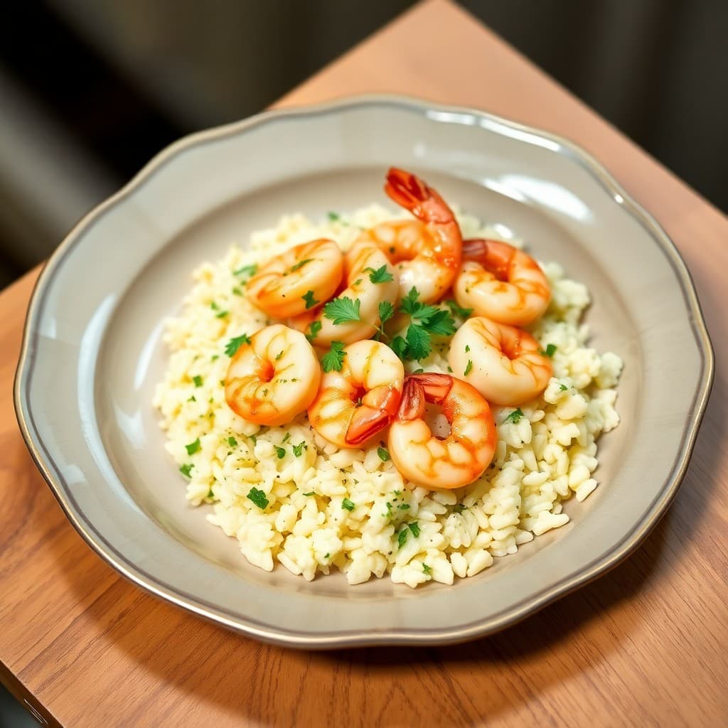 Sautéed Garlic Shrimp with Cauliflower Rice Pilaf