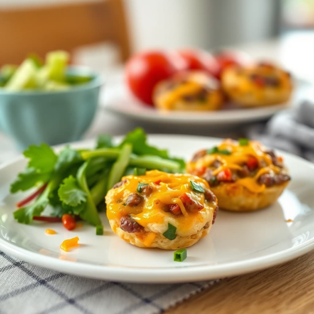 Cheesy Beef & Veggie Breakfast Bites
