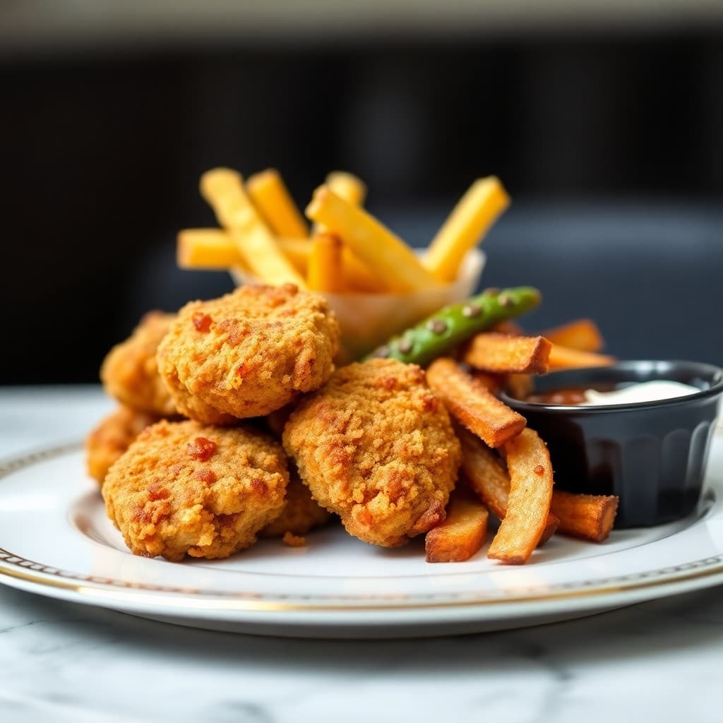 Baked Chicken Nuggets with Veggie Fries