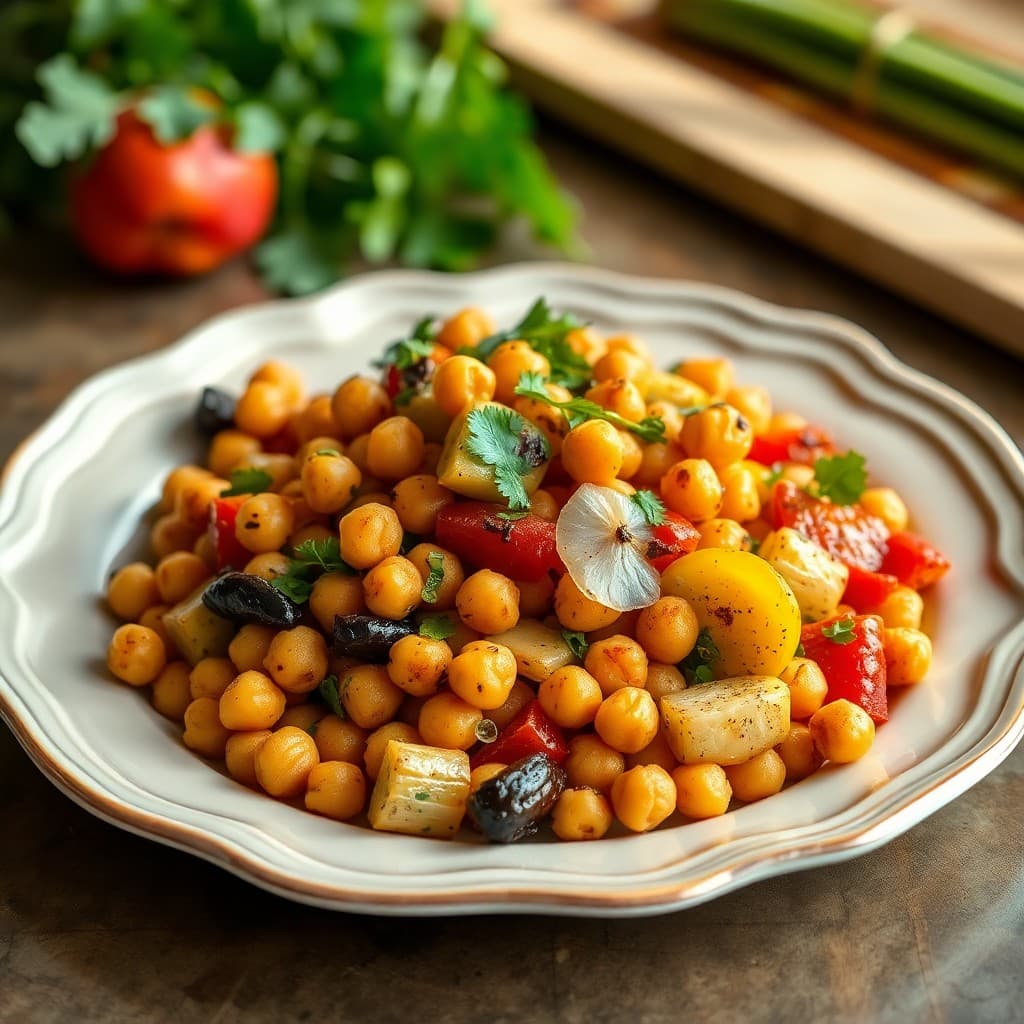 Roasted Fall Vegetable Medley with Lemon-Garlic Chickpeas