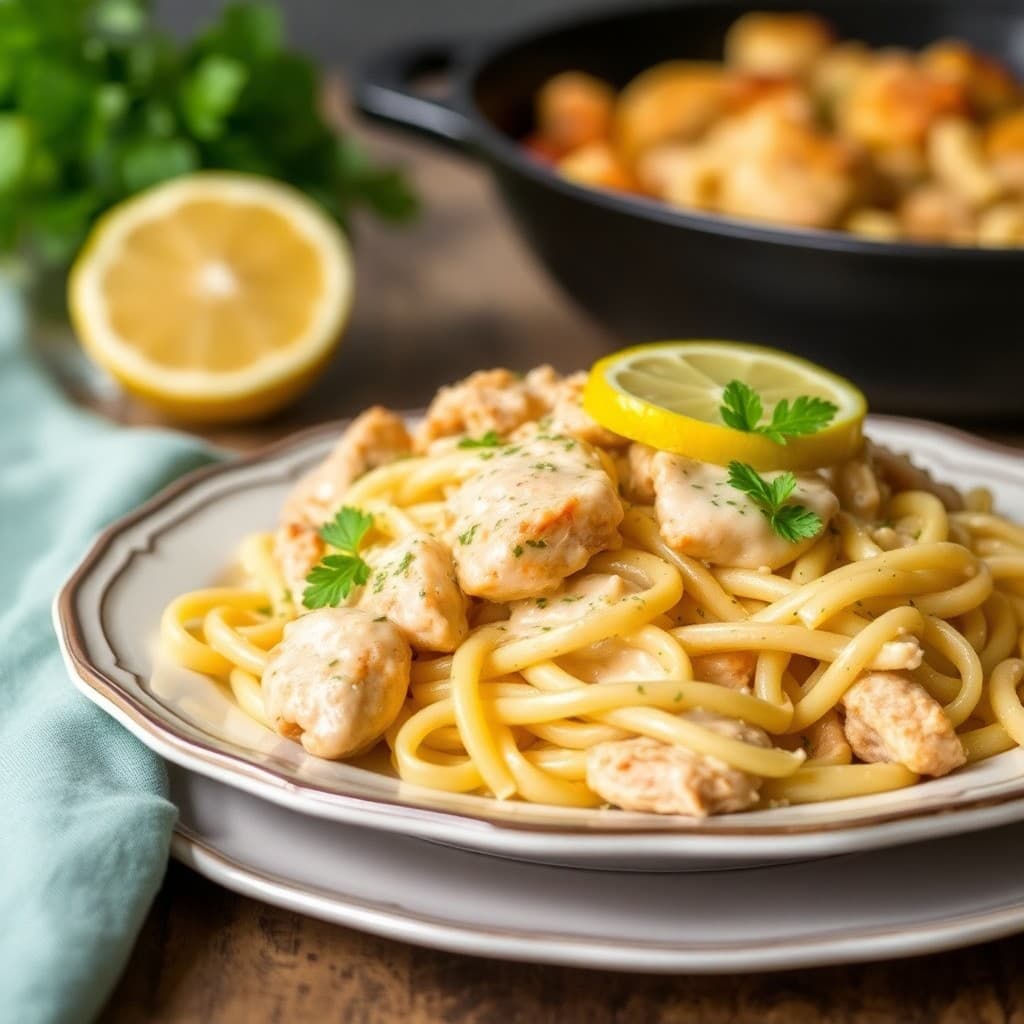 Zesty Lemon-Garlic Chicken Pasta Skillet